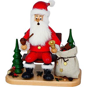 Ruchermnner Weihnachtsmnner Ruchermnnchen Weihnachtsmann auf Bank mit Sack - 26 cm
