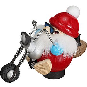 Räuchermänner Weihnachtsmänner Räuchermännchen Nikolaus auf Motorrad - Kugelräucherfigur - 11 cm