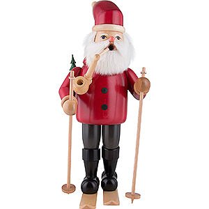 Räuchermänner Weihnachtsmänner Räuchermännchen Weihnachtsmann mit Ski - rot - 52 cm