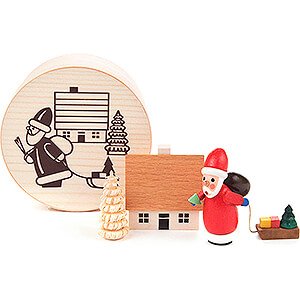 Small Figures & Ornaments Santa Claus Santa Claus in Wood Chip Box - 4 cm / 1.6 inch