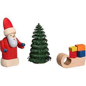 Small Figures & Ornaments Santa Claus Santa with Sleigh - 8 cm / 3.1 inch