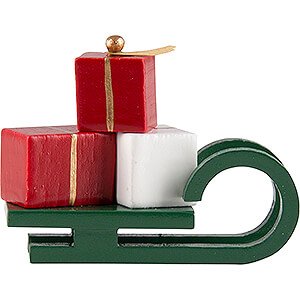 Weihnachtsengel Flade Flachshaarengel Schlitten mit Geschenken - 2,4 cm