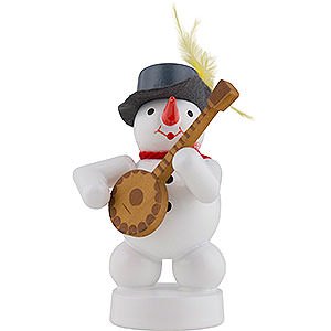 Kleine Figuren & Miniaturen Zenker Schneemnner Schneemann Musikant mit Banjo - 8 cm