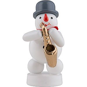 Kleine Figuren & Miniaturen Zenker Schneemnner Schneemann Musikant mit Saxophon - 8 cm