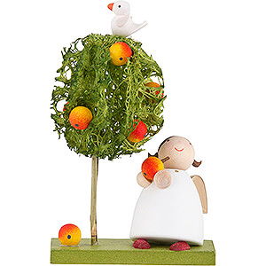 Weihnachtsengel Gnter Reichel Schutzengel Schutzengel mit Apfel und Apfelbumchen - 3,5 cm