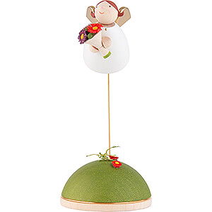 Weihnachtsengel Gnter Reichel Schutzengel Schutzengel mit Blume schwebend am Stnder - 3,5 cm