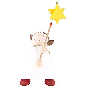 Weihnachtsengel Günter Reichel Schutzengel groß Schutzengel mit Stern am Stab - 26 cm