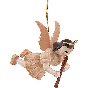 Weihnachtsengel Kurzrockschwebeengel (Blank) Schwebeengel mit Blockflte, natur - 6,6 cm