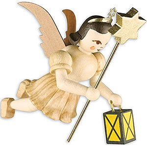 Baumschmuck Christbaumschmuck Schwebeengel mit Laterne/Stern, natur - 6,6 cm