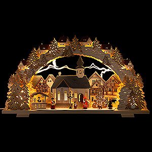 Schwibbgen Mit Innenbeleuchtung Schwibbogen Adventszeit mit beleuchteter Kirche - 70x41 cm