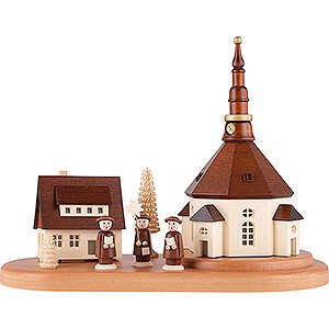 World of Light Lighted Houses Seiffen Village and Carolers on Base - 22 cm / 8.7 inch