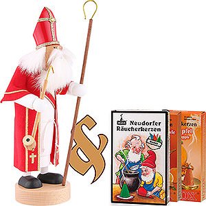 Ruchermnner Weihnachtsmnner Set Ruchermnnchen Heiliger St. Nikolaus und drei Packungen Rucherkerzen