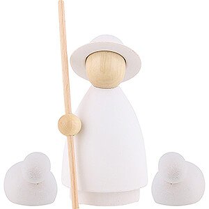 Nativity Figurines All Nativity Figurines Shepherd with 2 Sheep Natural/White - Small - 7 cm / 2.8 inch