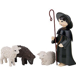 Nativity Figurines All Nativity Figurines Shepherd with 3 Sheep, Colored - 7 cm / 2.8 inch