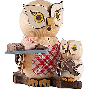 Smokers Animals Smoker - Owl Christmas Bakery with Child - 15 cm / 5.9 inch