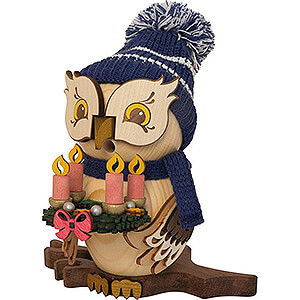 Smokers Animals Smoker - Owl with Light Wreath - 15 cm / 5.9 inch