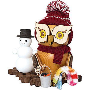 Smokers Animals Smoker - Owl with Snowman - 15 cm / 5.9 inch