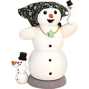 Smokers Snowmen Smoker - Snow Woman with Two Children - 13 cm / 5.1 inch