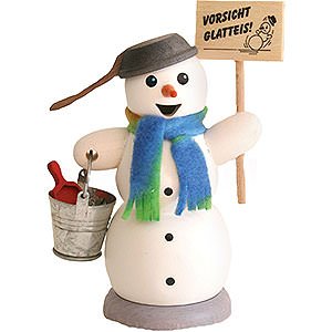 Smokers Snowmen Smoker - Snowman with Sign 'caution Black Ice' - 13 cm / 5.1 inch