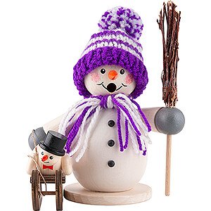 Smokers Snowmen Smoker - Snowman with Sleigh and Child Purple - 15 cm / 5.9 inch