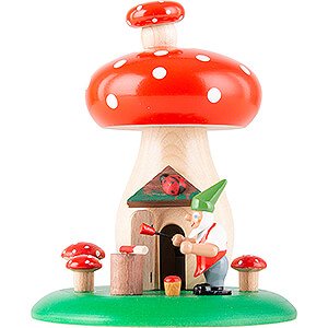 Smokers All Smokers Smoking Hut - Toadstool with Dwarf - 12,5 cm / 4.9 inch