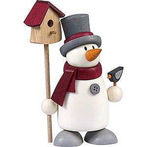 Small Figures & Ornaments Fritz & Otto (Hobler) Snow Man Fritz with Bird House - 9 cm / 3.5 inch