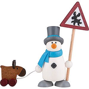 Small Figures & Ornaments Fritz & Otto (Hobler) Snow Man Fritz with Moose - 9 cm / 3.5 inch