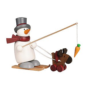 Small Figures & Ornaments Fritz & Otto (Hobler) Snow Man Fritz with Ski and Moose - 9 cm / 3.5 inch