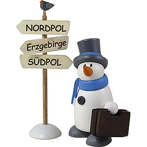 Small Figures & Ornaments Fritz & Otto (Hobler) Snow Man Fritz with Suitcase - 8 cm / 3.1 inch