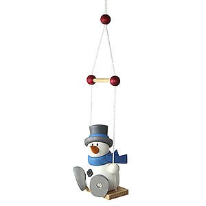Small Figures & Ornaments Fritz & Otto (Hobler) Snow Man Otto on Swing - 9 cm / 3.5 inch