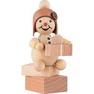Small Figures & Ornaments Wagner Snowmen Snowgirl with Gift - 9,5 cm / 3.7 inch