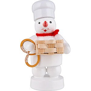 Small Figures & Ornaments Zenker Snowmen Snowman Baker with Basket and Pretzel - 8 cm / 3.1 inch
