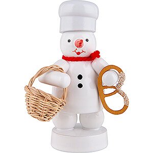 Small Figures & Ornaments Zenker Snowmen Snowman Baker with Bun Basket and Pretzel - 8 cm / 3.1 inch