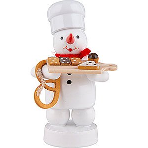 Small Figures & Ornaments Zenker Snowmen Snowman Baker with Cake Board and Pretzel - 8 cm / 3.1 inch
