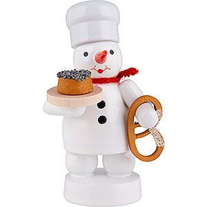 Small Figures & Ornaments Zenker Snowmen Snowman Baker with Poppy Cake and Pretzel - 8 cm / 3.1 inch