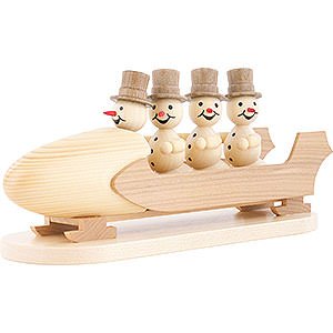 Small Figures & Ornaments Wagner Snowmen Snowman Four-Man Bobsled with Zylinder - 10 cm / 3.9 inch