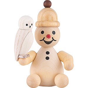 Small Figures & Ornaments Wagner Snowmen Snowman Junior with Snowy Owl sitting - 7 cm / 2.8 inch