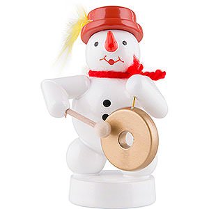 Small Figures & Ornaments Zenker Snowmen Snowman - Musician with Gong - 8 cm / 3.1 inch