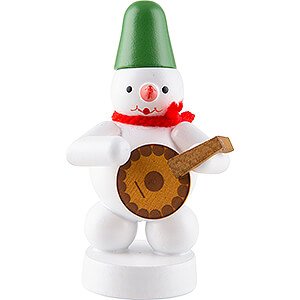 Small Figures & Ornaments Zenker Snowmen Snowman Musician with Lute - 8 cm / 3.1 inch