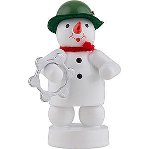 Small Figures & Ornaments Zenker Snowmen Snowman Musician with Tambourine - 8 cm / 3 inch