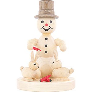 Small Figures & Ornaments Wagner Snowmen Snowman with Hares - 10 cm / 3.9 inch
