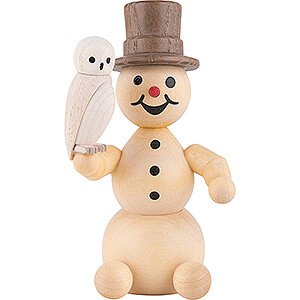 Small Figures & Ornaments Wagner Snowmen Snowman with Snowy Owl sitting - 12 cm / 4.7 inch