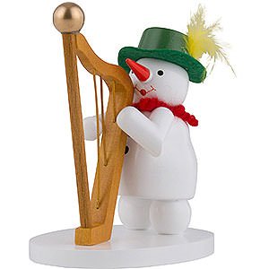 Small Figures & Ornaments Zenker Snowmen Snowwoman with Harp - 9 cm / 3.5 inch