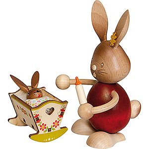Small Figures & Ornaments Easter World Snubby Bunny with Cradle - 12 cm / 4.7 inch