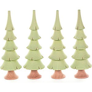 Small Figures & Ornaments Decorative Trees Solid Wood Trees - Bright Green - 4 pieces - 11 cm / 4.3 inch