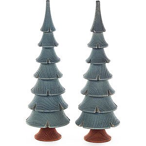 Small Figures & Ornaments Decorative Trees Solid Wood Trees - Green - 2 pieces - 14,5 cm / 5.7 inch