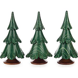 Small Figures & Ornaments Decorative Trees Solid Wood Trees - Green - 3 pieces - 6,5 cm / 2.6 inch