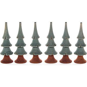 Small Figures & Ornaments Decorative Trees Solid Wood Trees - Green - 6 pieces - 8 cm / 3.1 inch