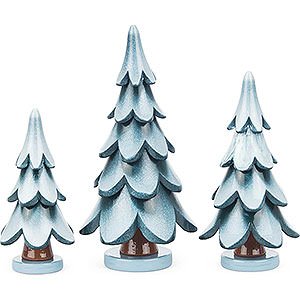 Small Figures & Ornaments Decorative Trees Solid Wood Trees - Green-White - 3 pieces - 11 cm / 4.3 inch