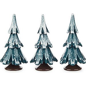 Small Figures & Ornaments Decorative Trees Solid Wood Trees - Green-White - 3 pieces - 6,5 cm / 2.6 inch